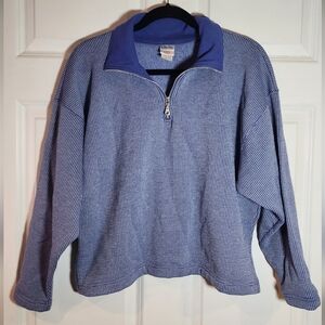 Can-Do Fashions Vintage Blue Purple White Quarter Zip Soft Fleece Lined Small